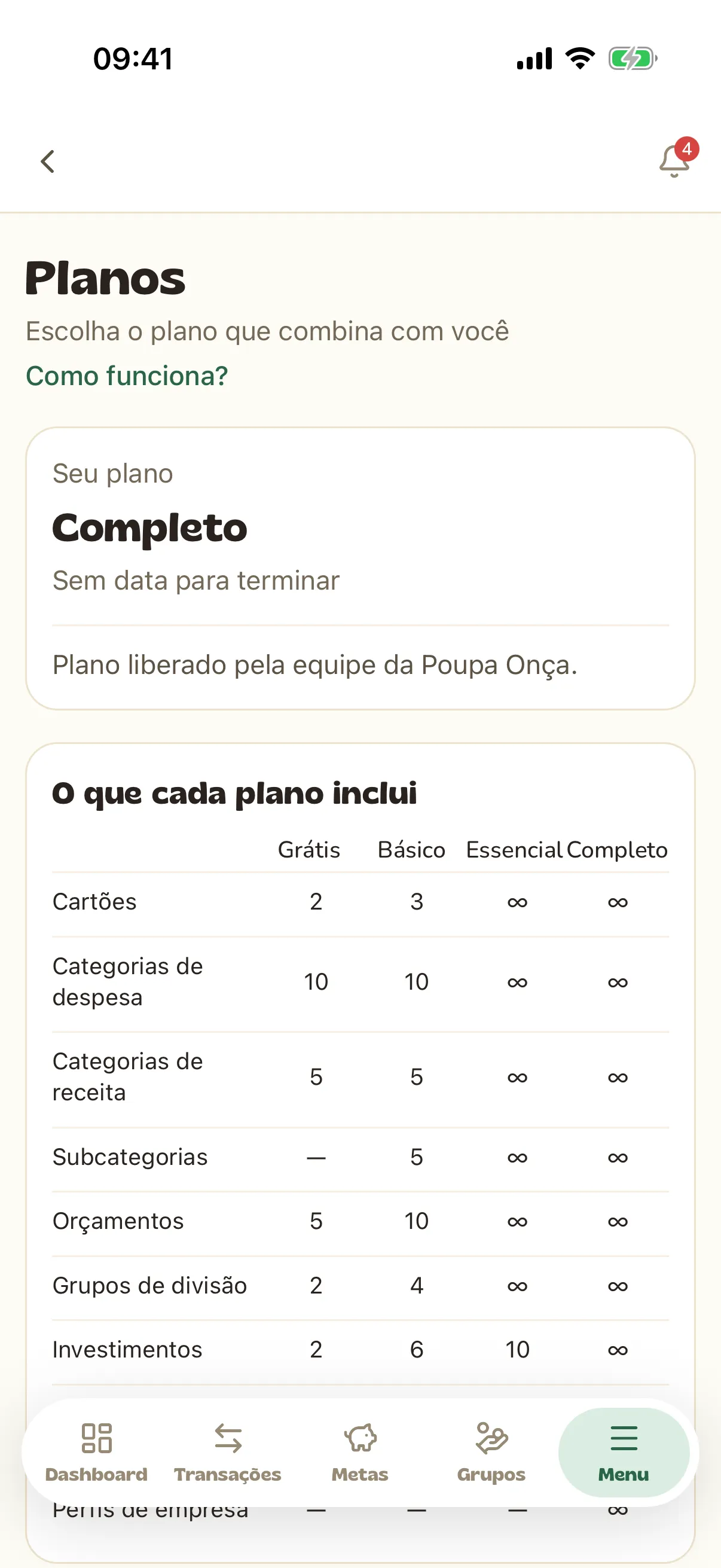Tela de Planos com os planos pagos e o botão Assinar